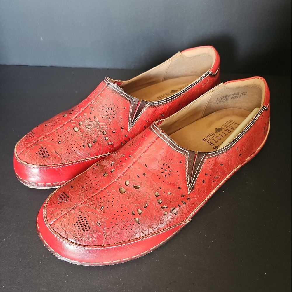 L'Artiste Spring Step Libora Womens Red Leather Slip On Loafers Size US 11.5 -R7